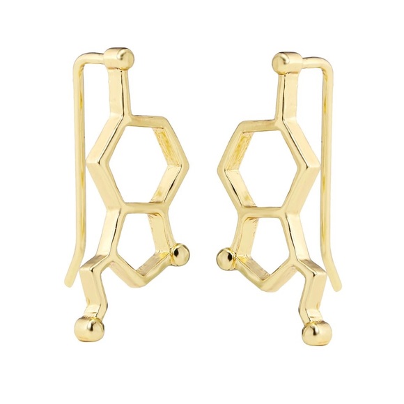 Serotonin Molecule Ear Climbers - Picture 5 of 6